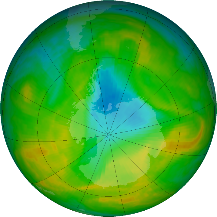 Antarctic ozone map for 22 November 1982